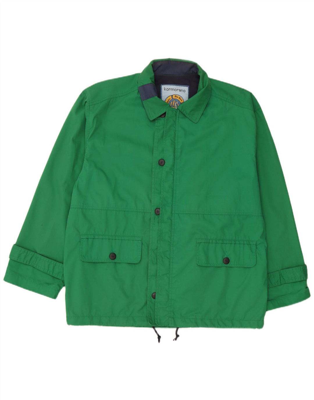 Giacca utilitaria vintage da uomo, vestibilità ampia, da yachting, UK 38, poliestere verde medio
