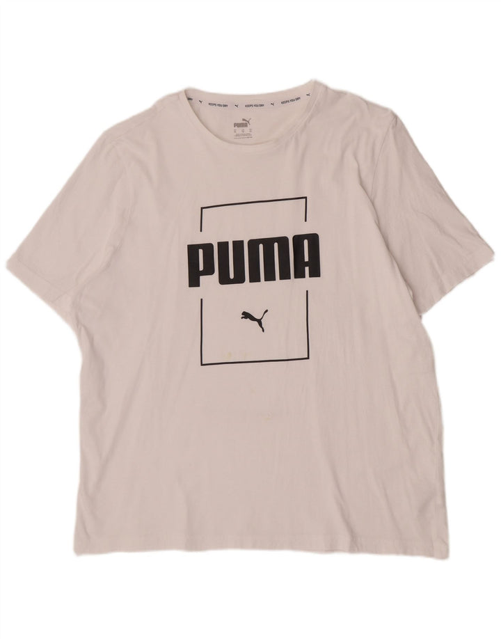 T-shirt grafica da uomo Puma Top XL in cotone bianco