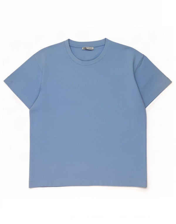 T-shirt Zara da uomo Top Small in cotone blu