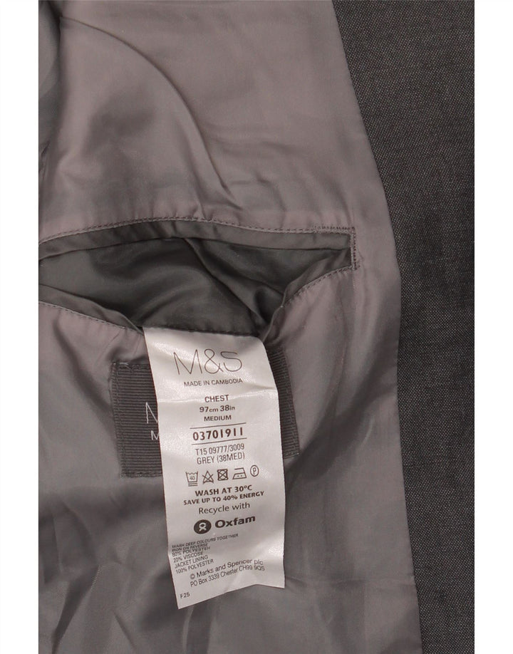 Giacca blazer a 2 bottoni da uomo Marks & Spencer UK 38 Poliestere grigio medio