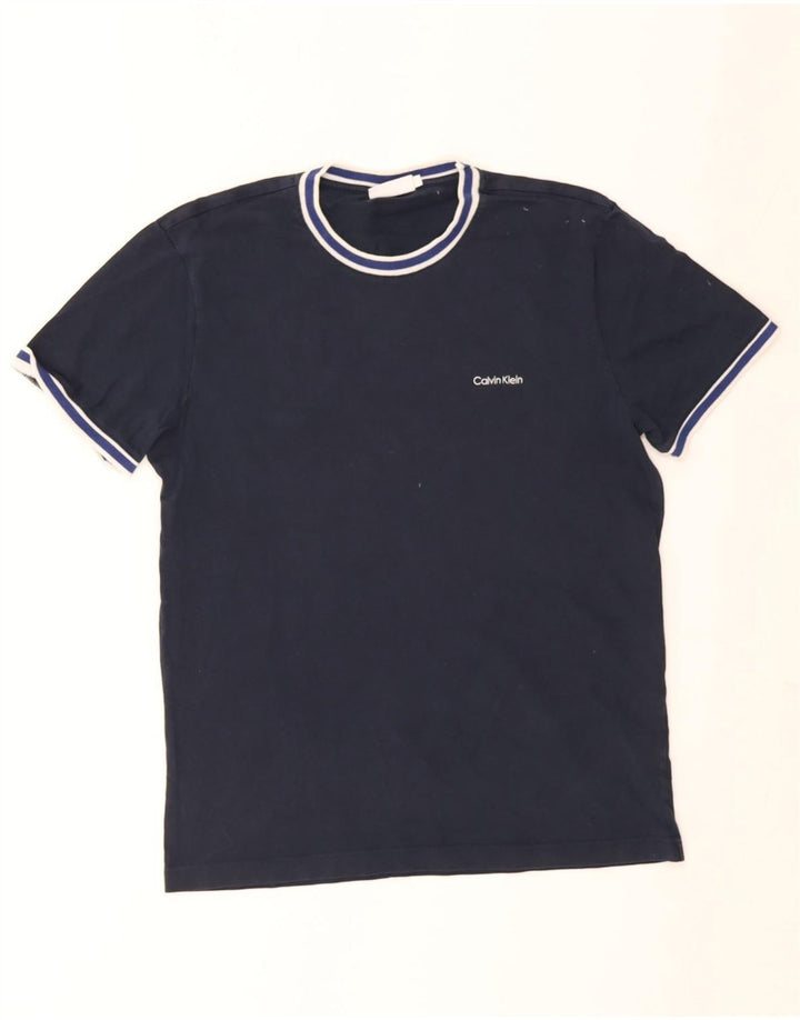 Maglietta da uomo Calvin Klein Top grande a righe blu navy