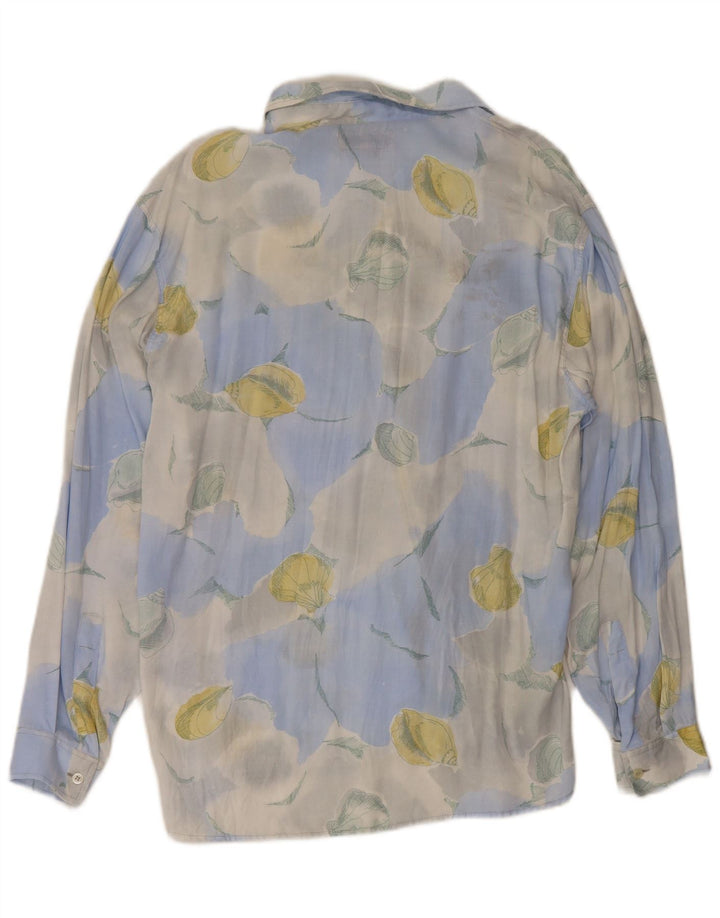 Camicia Vintage da Uomo Grande in Viscosa Floreale Blu