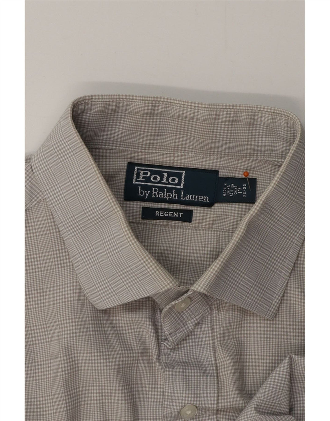 POLO RALPH LAUREN Camicia da uomo Taglia 17 XL Cotone a quadri grigio