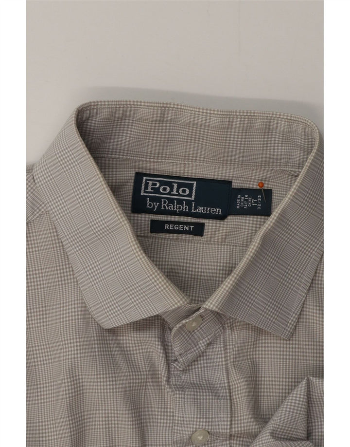 POLO RALPH LAUREN Camicia da uomo Taglia 17 XL Cotone a quadri grigio