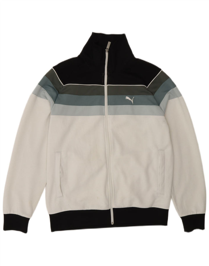 Giacca superiore della tuta da uomo Nike, poliestere color block bianco medio
