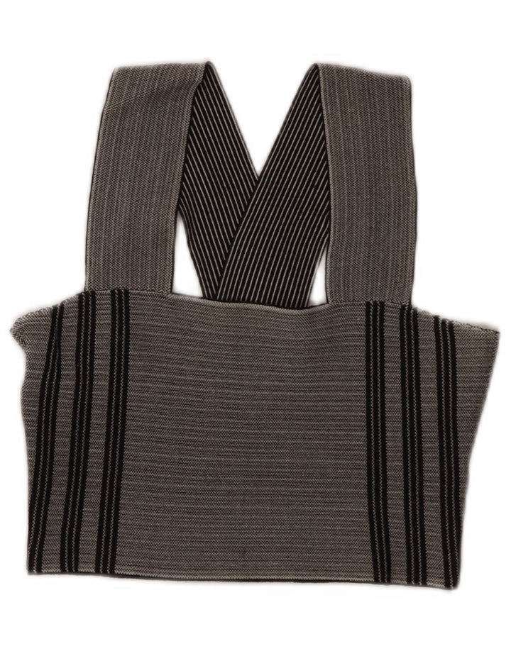 Topshop Top da donna corto alla caviglia UK 8 piccolo in viscosa a righe grigie