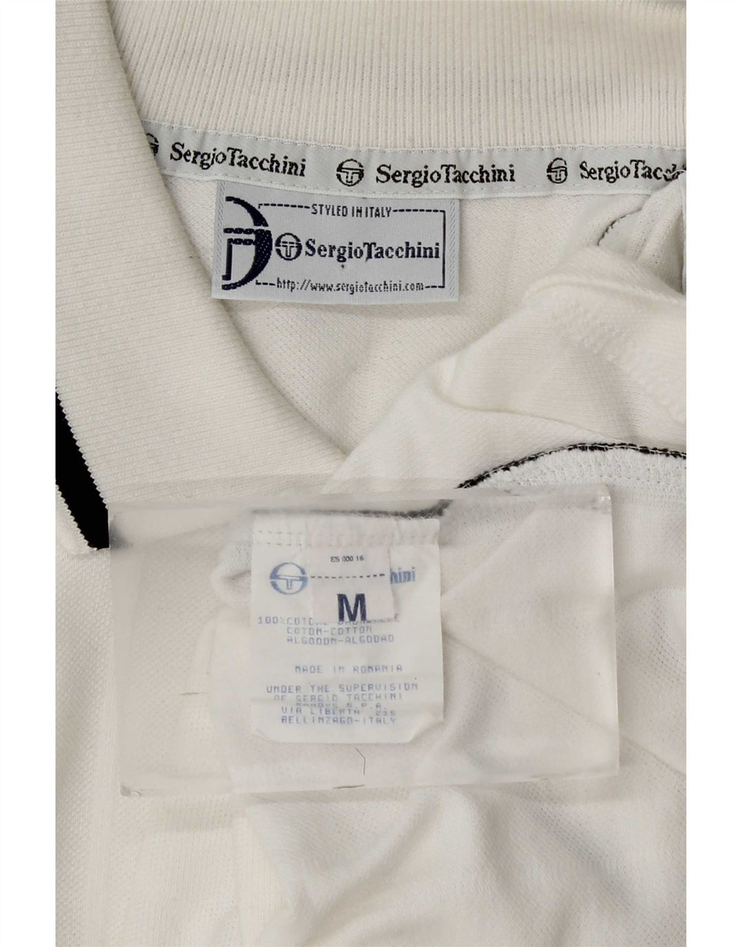 Polo da uomo Sergio Tacchini in cotone color block bianco medio