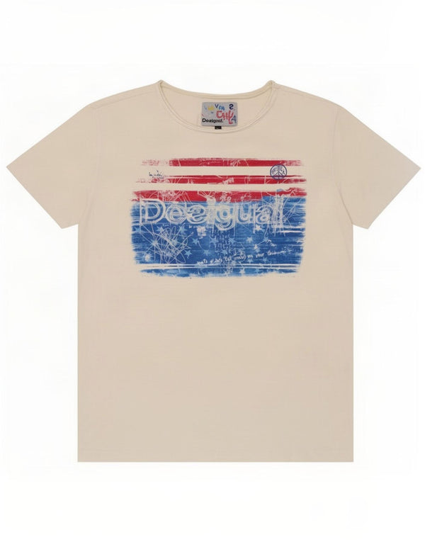 Desigual T-shirt grafica da uomo Top in cotone bianco medio