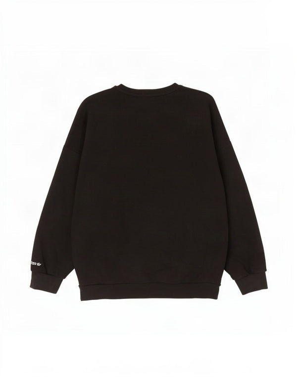 Felpa oversize con grafica da donna Adidas, maglione UK 16, grande cotone nero