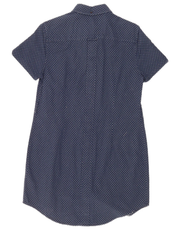 Abito chemisier a maniche corte da donna Fred Perry UK 12 medio blu navy maculato