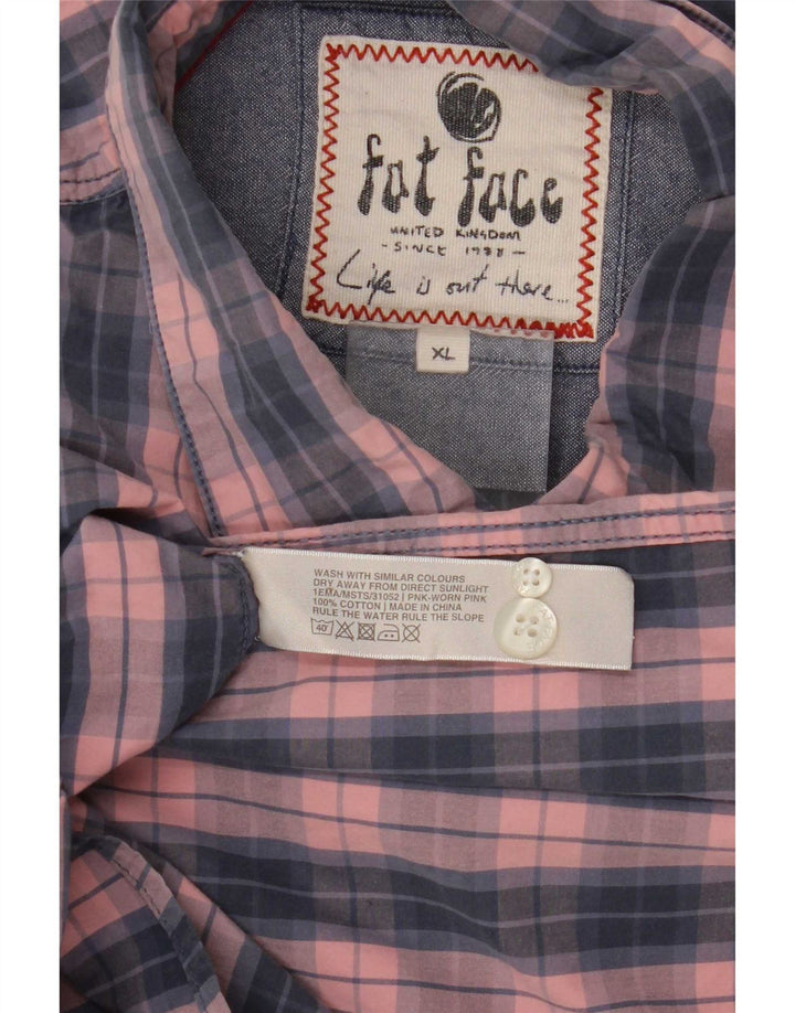 Camicia da uomo vestibilità regolare Fat Face XL in cotone scozzese rosa