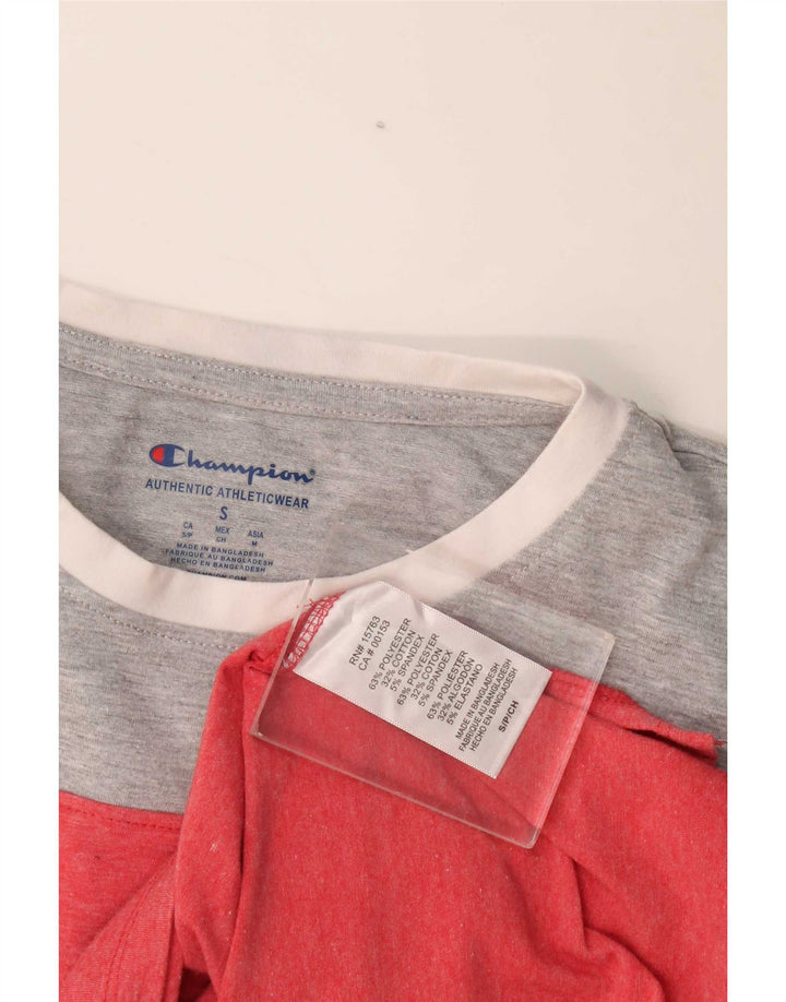 Champion Top grafico da uomo a maniche lunghe in poliestere rosa piccolo