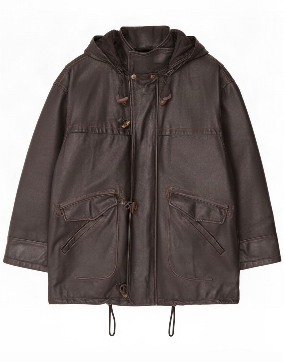Douglas Giacca in pelle con cappuccio da uomo UK 40 Large Nera