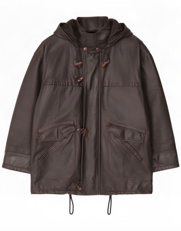Douglas Giacca in pelle con cappuccio da uomo UK 40 Large Nera