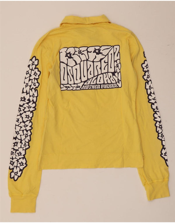 Polo da donna a maniche lunghe con grafica Dsquared2 UK 10 Small Yellow Floral