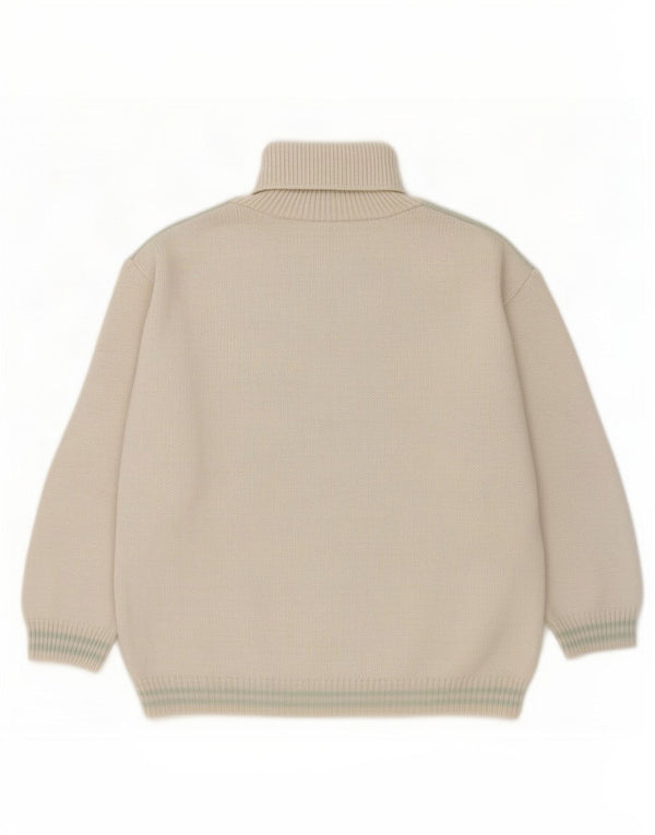 Vintage Womens Roll Neck Jumper Sweater UK 18 XL Off White Geometric