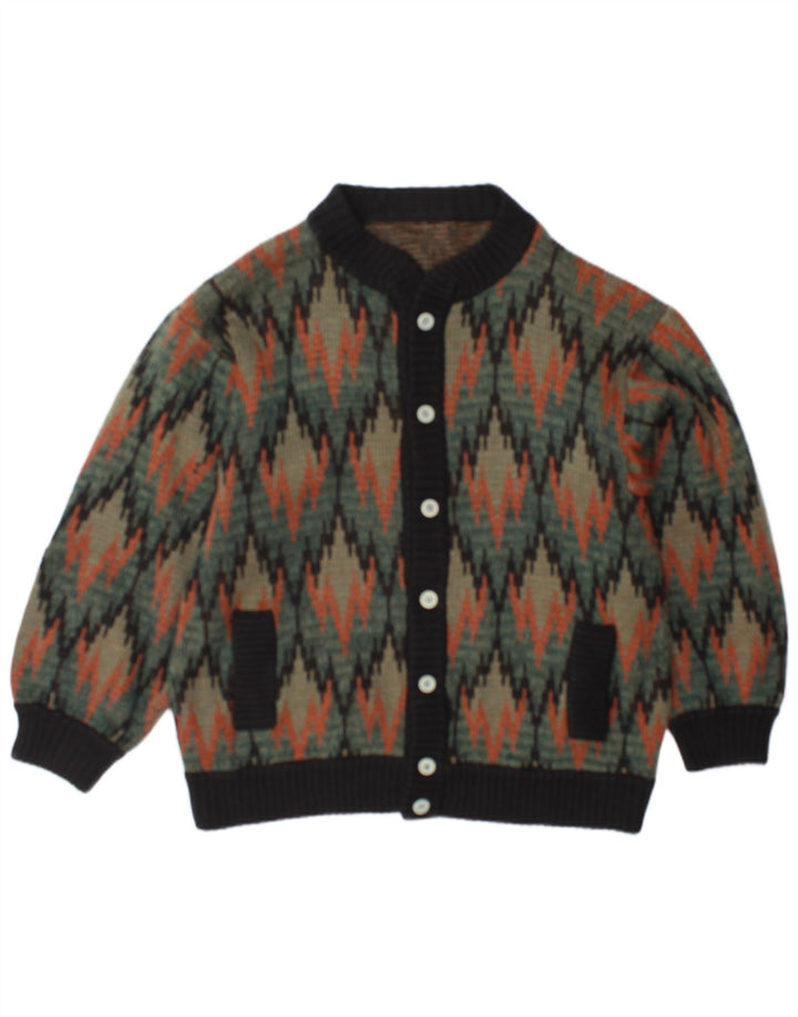 Maglione cardigan da uomo vintage geometrico medio multicolore