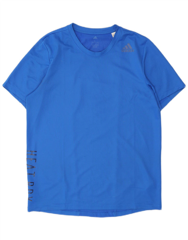 T-shirt grafica da uomo Adidas Top grande in poliestere blu
