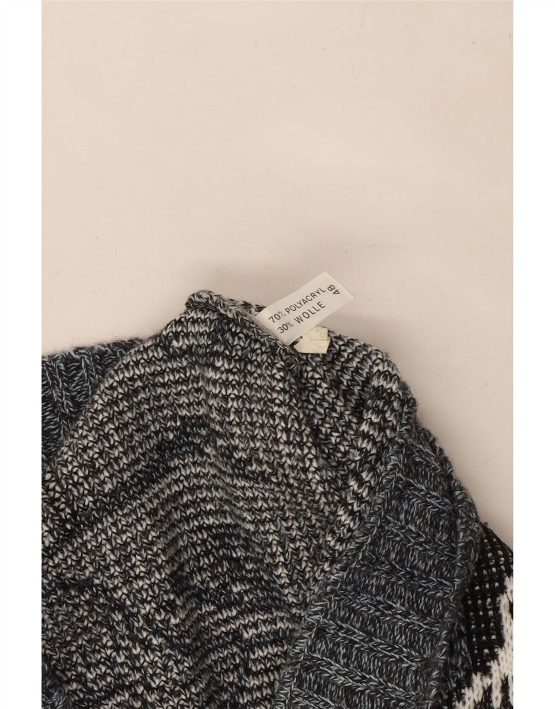 Maglione vintage da donna con scollo a V IT 48 XL Poliacrilico Fair Isle grigio