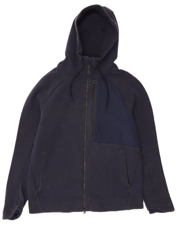 Felpa con cappuccio e zip Nike da uomo, grande, in cotone color block blu navy
