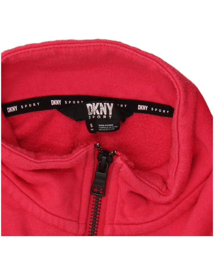DKNY Felpa da donna oversize con collo con zip grafica Maglione UK 10 Small Rosa