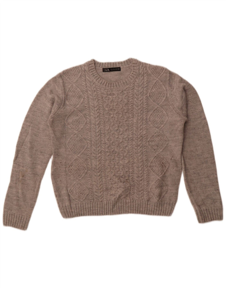 Maglione girocollo oversize da donna Zara UK 10 piccolo acrilico grigio