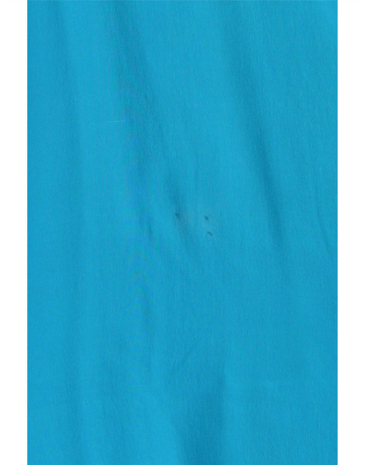Camicetta senza maniche corta da donna vintage UK 14 Seta blu medio