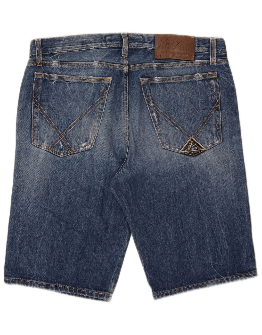 Pantaloncini di jeans invecchiati da uomo Roy Rogers W33 cotone blu medio