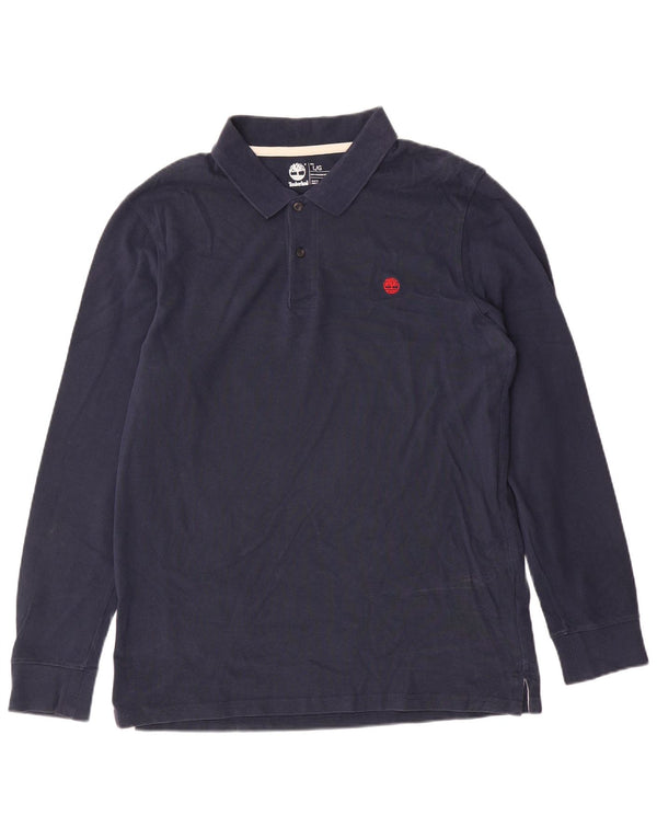 Polo da uomo a maniche lunghe slim fit Timberland di grandi dimensioni in cotone blu navy