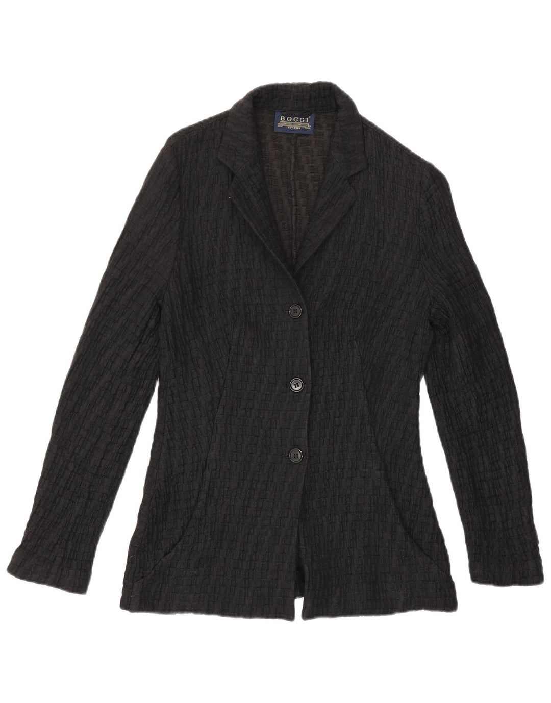 Giacca blazer da donna a 3 bottoni in maglia Boggi IT 42 cotone a righe nere medie
