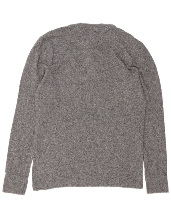 Top Henley da uomo Superdry a maniche lunghe XL in cotone chiazzato grigio