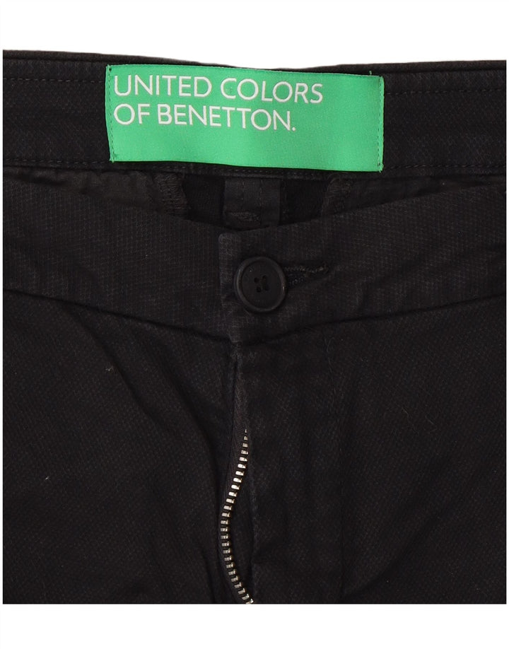 BENETTON Womens Tapered Cropped Trousers W32 L25 Black