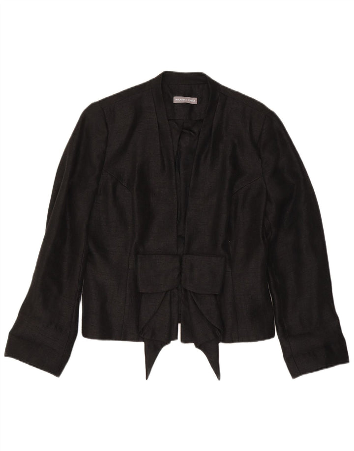 Giacca blazer vintage da donna UK 14 viscosa nera media