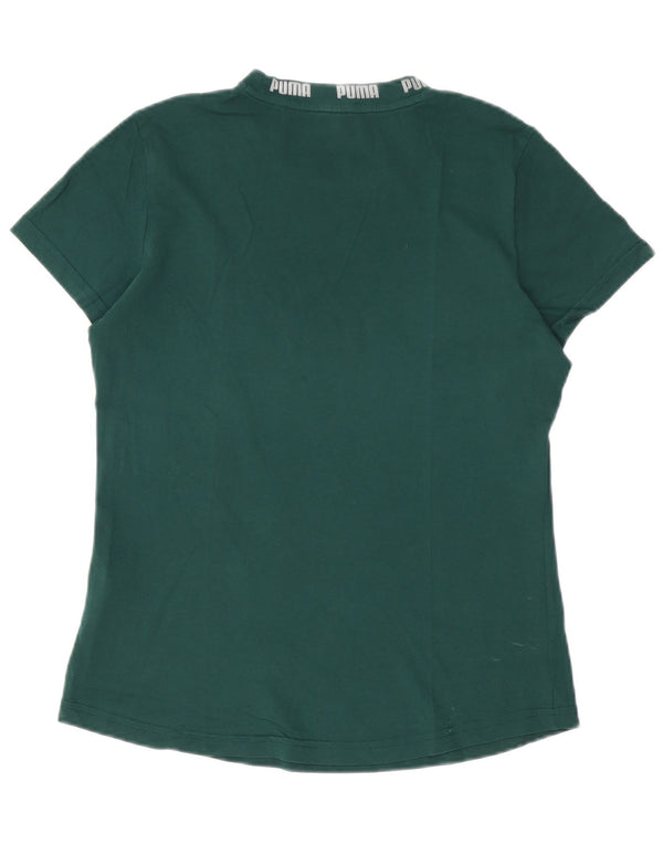 Puma T-shirt grafica da donna Top UK 14 Large Verde Cotone