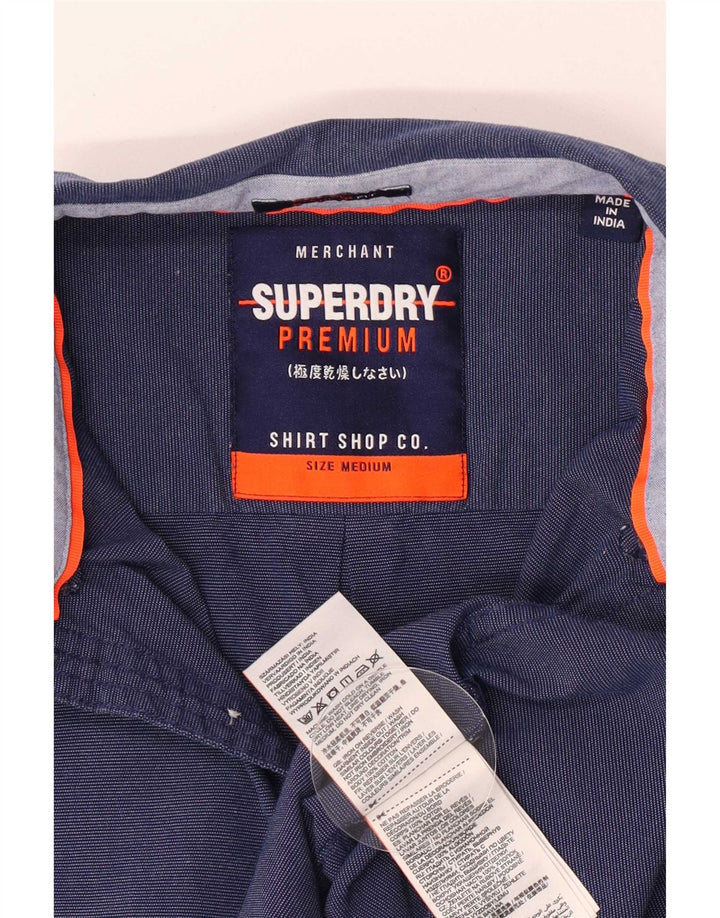 Camicia a maniche corte da uomo Superdry in cotone blu medio