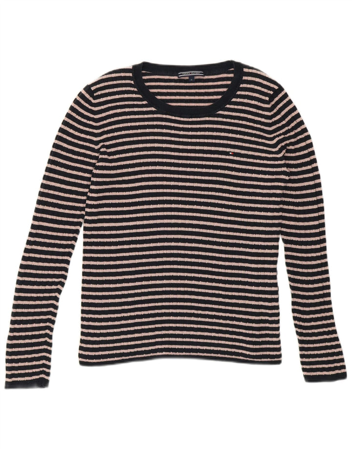 TOMMY HILFIGER Top da donna a maniche lunghe UK 14 Medium Navy Blue Preppy