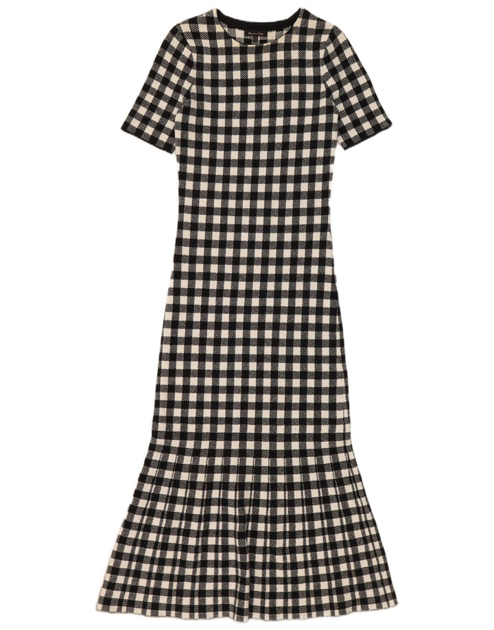 MASSIMO DUTTI Abito lungo da donna UK 4 XS Cotone a quadri nero