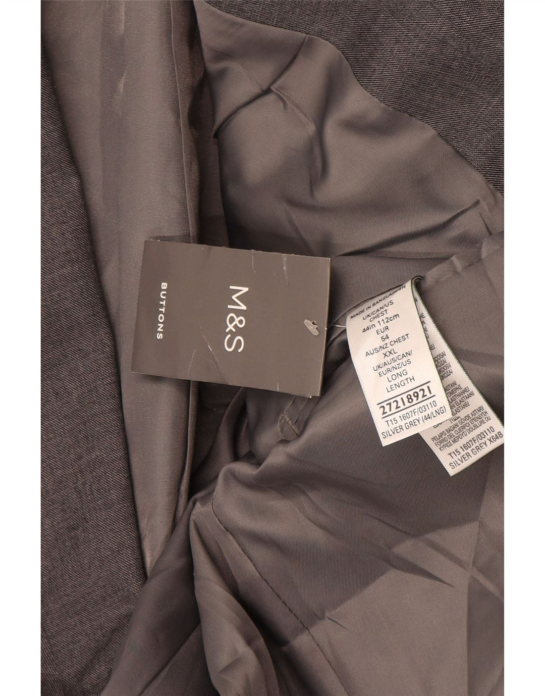 Giacca blazer a 2 bottoni Marks & Spencer da uomo UK 44 XL poliestere grigio