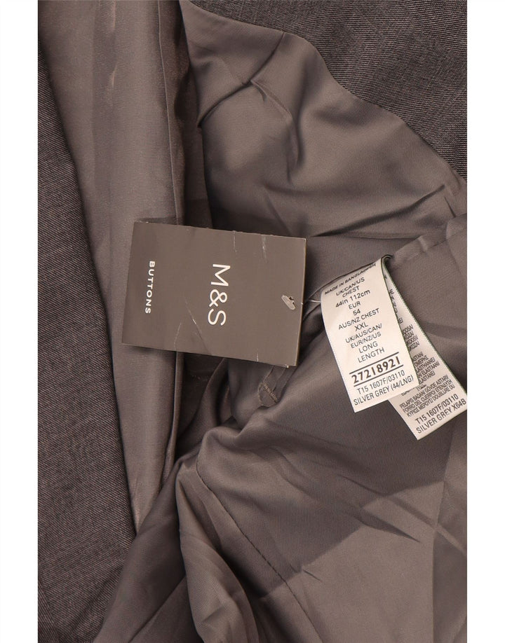 Giacca blazer a 2 bottoni Marks & Spencer da uomo UK 44 XL poliestere grigio