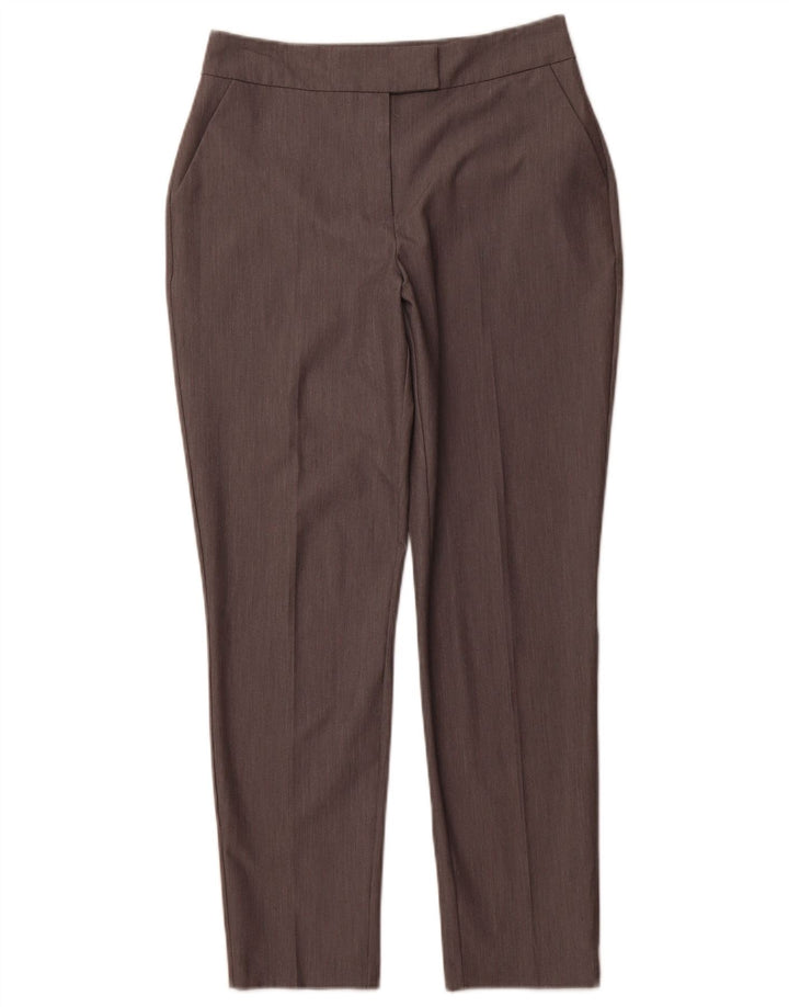 MAGAZZINO Pantaloni da abito slim a vita alta da donna UK 10 Small W30 Grigio