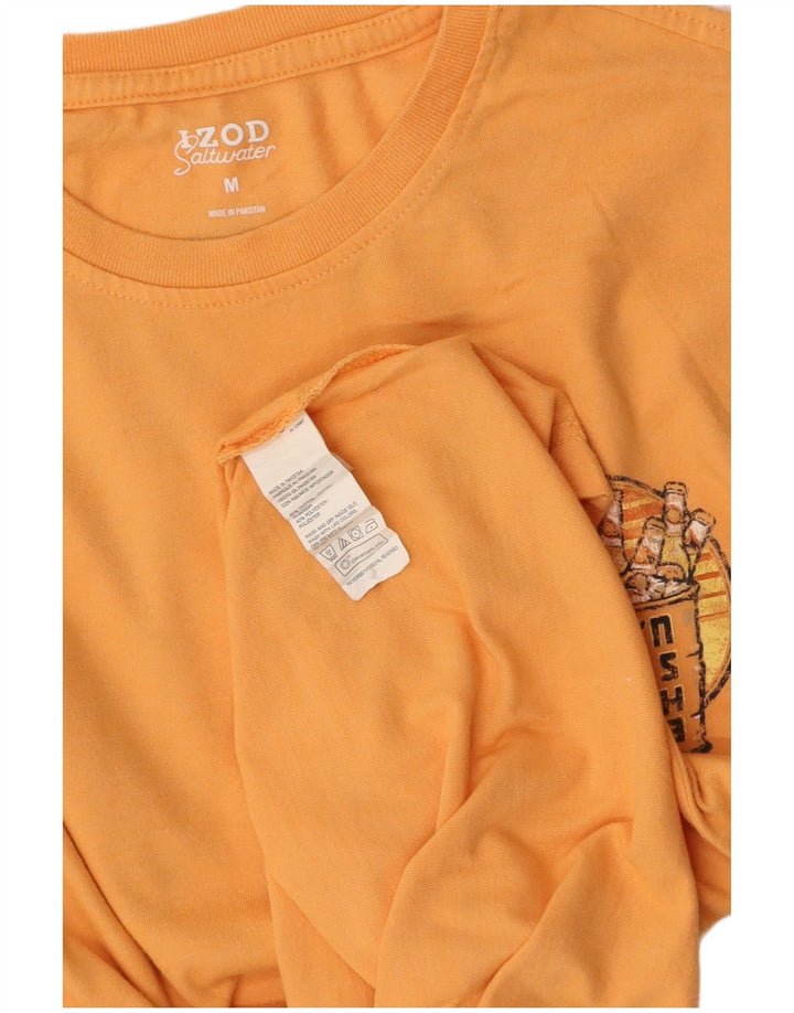 IZOD Mens Salt Water Graphic Top Long Sleeve Medium Orange Cotton