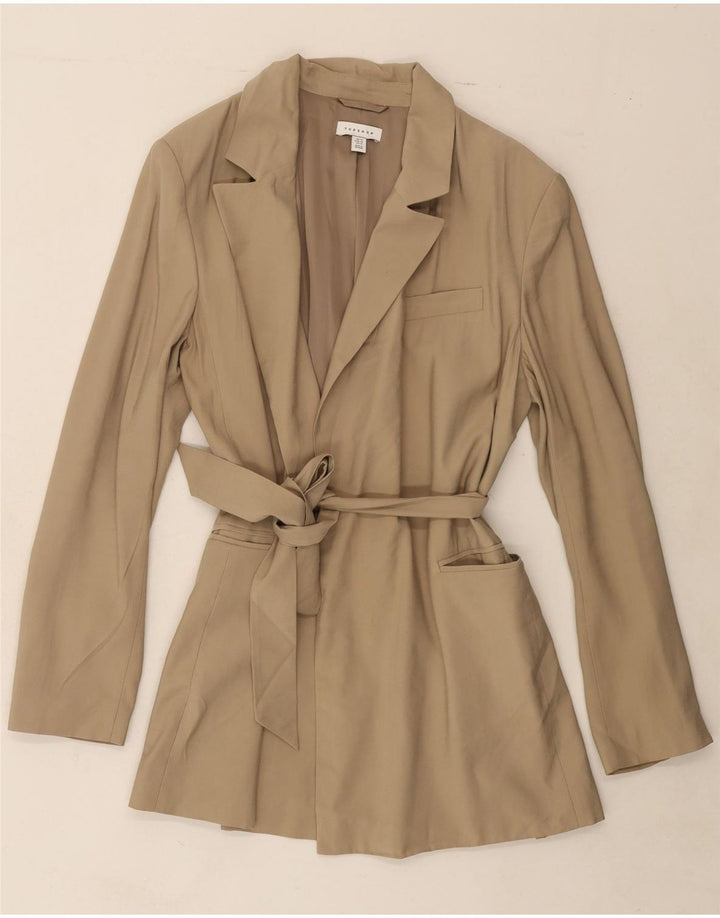 TOPSHOP Womens Open Trench Coat UK 14 Medium Beige Viscose Vintage Topshop and Second-Hand Topshop from Messina Hembry 
