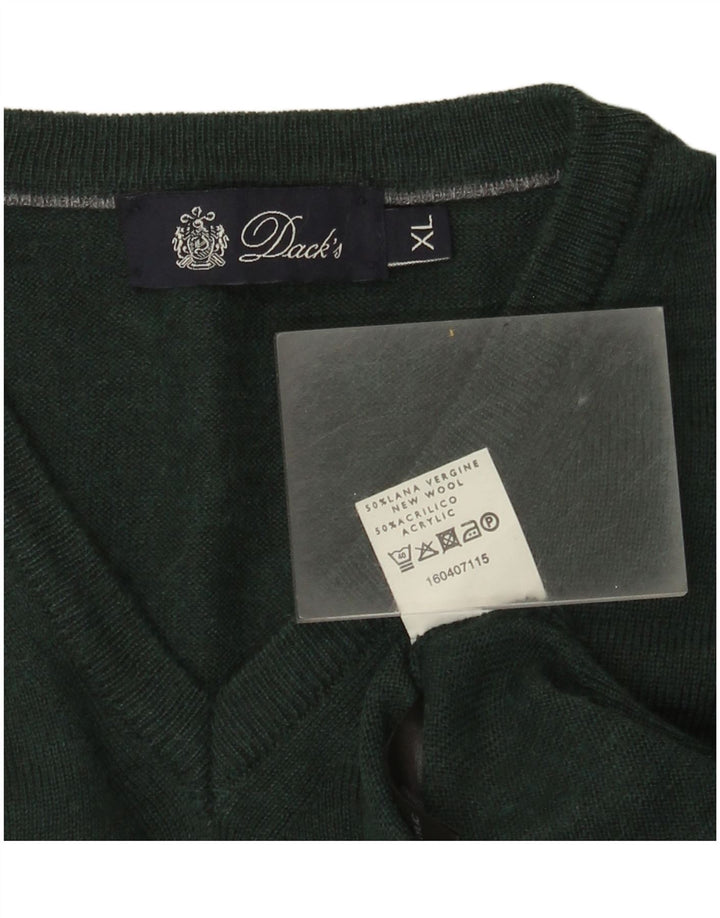 Maglione da uomo con scollo a V Dack's XL in lana verde