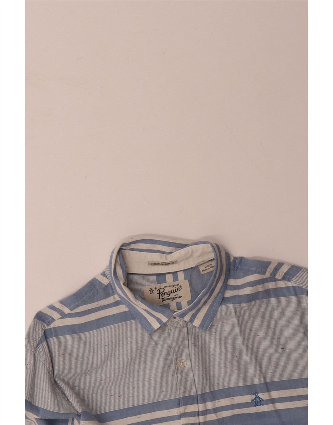 PENGUIN Camicia da uomo slim fit Heritage in cotone a righe blu medio