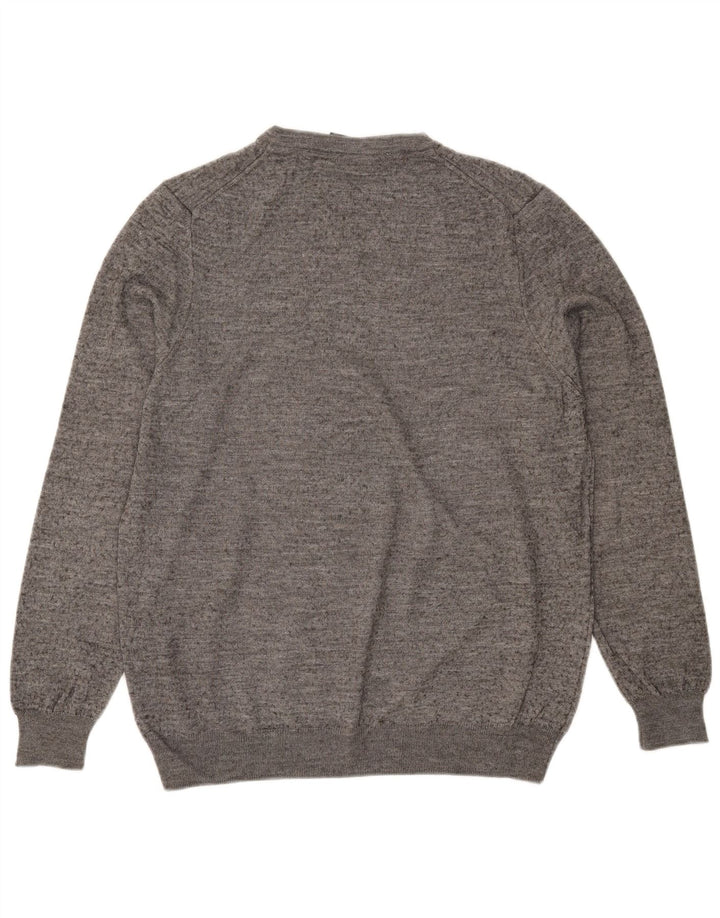 Lyle & Scott Maglione da uomo con scollo a V, grande lana merino screziata grigia