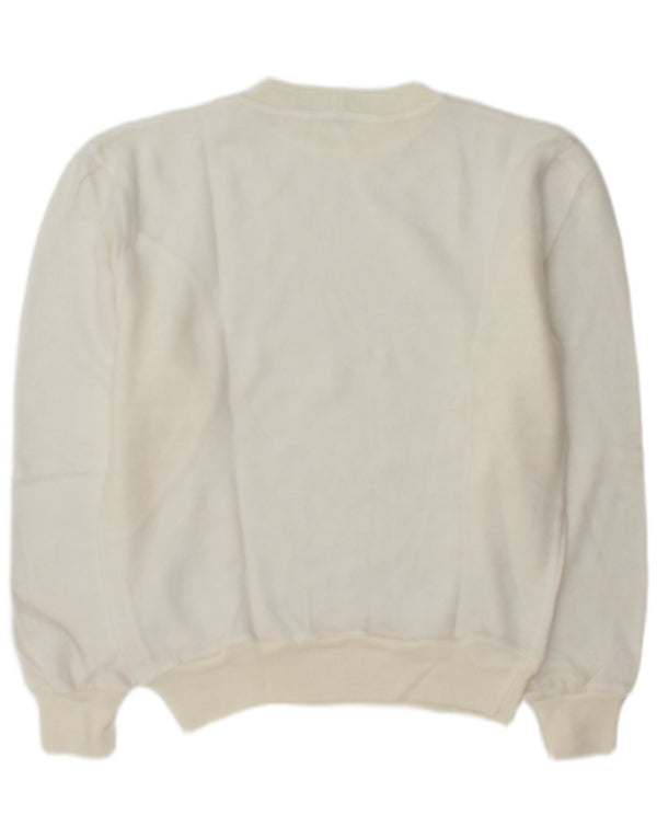 Vintage Womens Crew Neck Jumper Sweater UK 14 Medium White