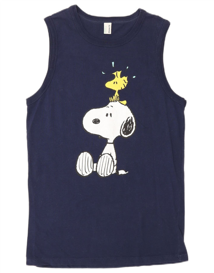Canotta grafica da uomo Benetton Peanuts, cotone medio blu navy