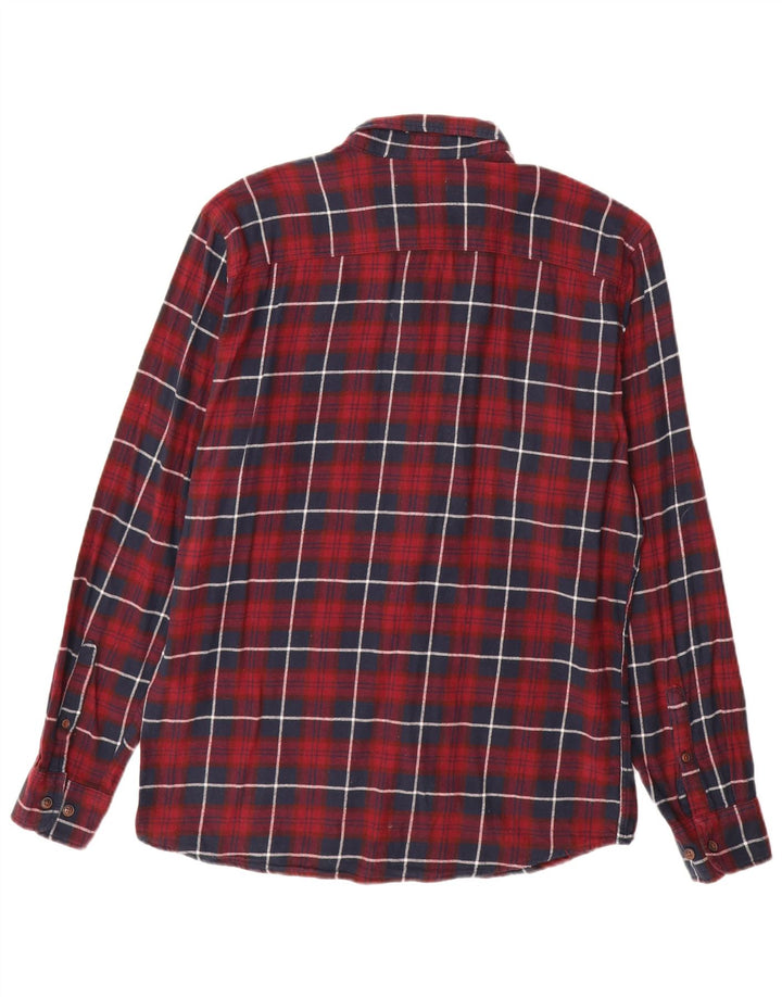 JACK & JONES Camicia da uomo in flanella di cotone a quadri bordeaux grandi
