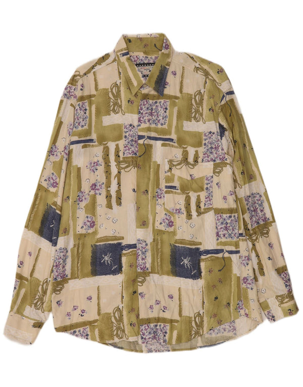 Camicia Azzurra Uomo Large Verde Patchwork Rayon