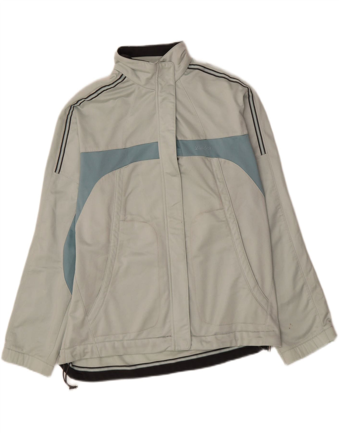 DIADORA Womens Tracksuit Top Jacket UK 18 XL  Grey Colourblock Polyester Vintage Diadora and Second-Hand Diadora from Messina Hembry 